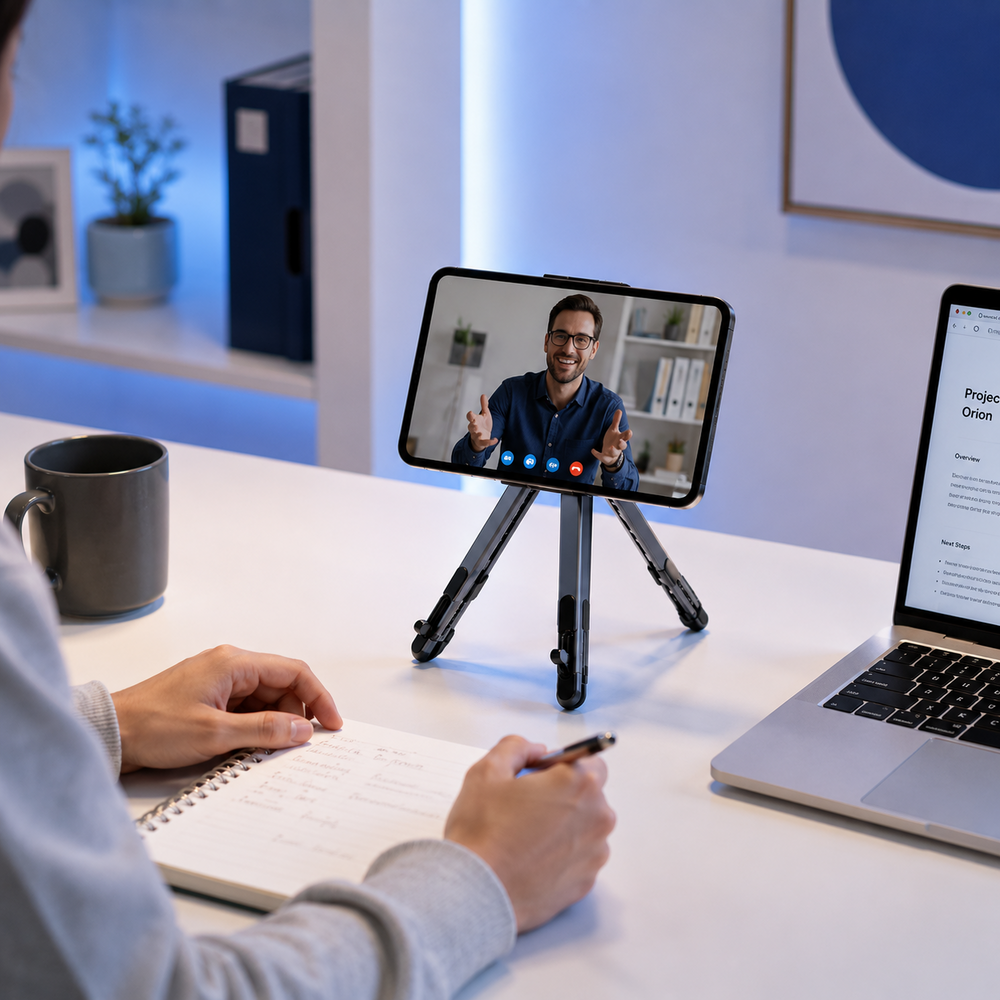 Viozon foldable aluminum laptop stand with magnetic phone holder