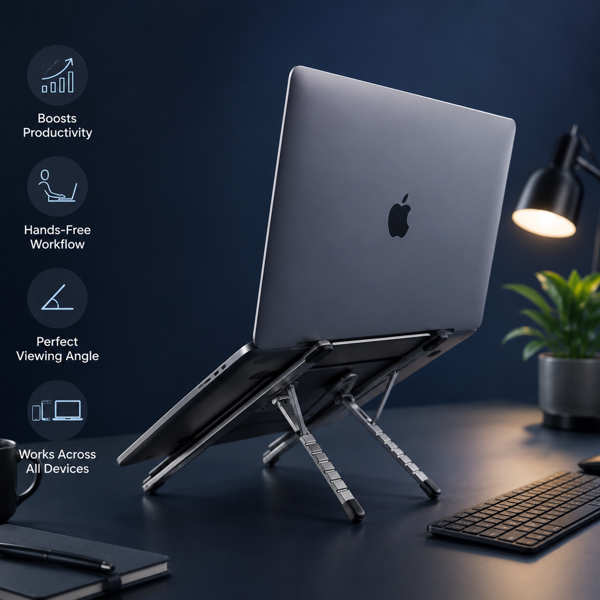 Viozon portable laptop stand arranged on a desk