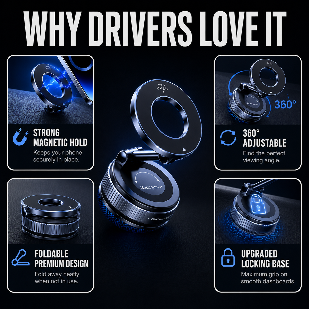 Foldable Magnetic Car Phone Holder
