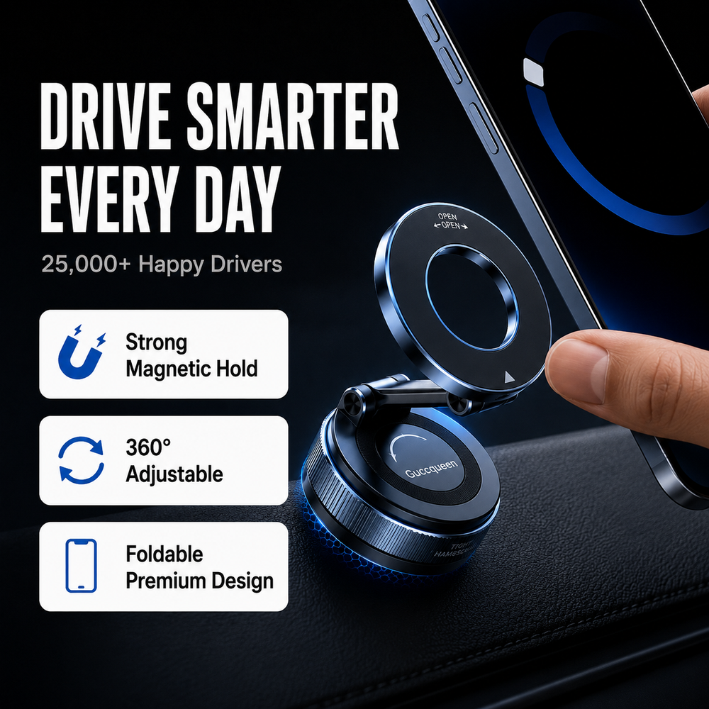 Foldable magnetic car phone holder with phone magnetic patch